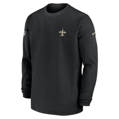 New Orleans Saints Nike 2023 Sideline Throwback Heavy Brushed Waffle Long Sleeve Top