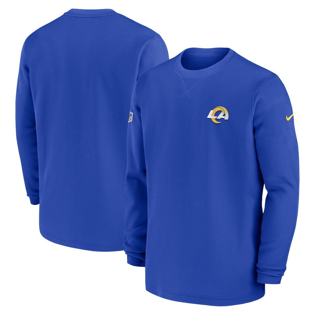 Los Angeles Rams Nike 2023 Sideline Throwback Heavy Brushed Waffle Long Sleeve Top