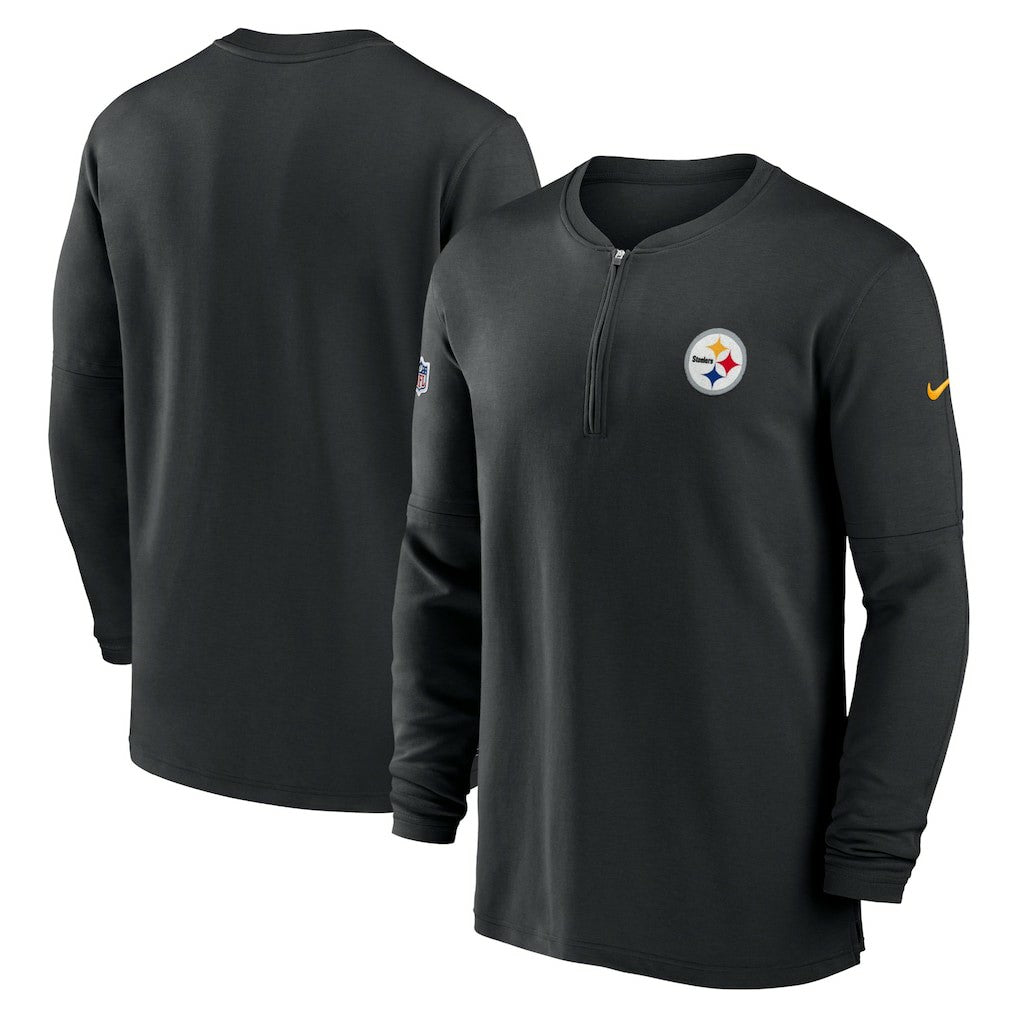 Pittsburgh Steelers Nike 2023 Sideline Performance Long Sleeve Tri-Blend Quarter-Zip Top