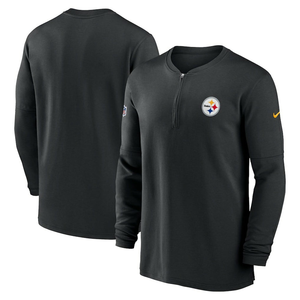 Pittsburgh Steelers Nike 2023 Sideline Performance Long Sleeve Tri-Blend Quarter-Zip Top