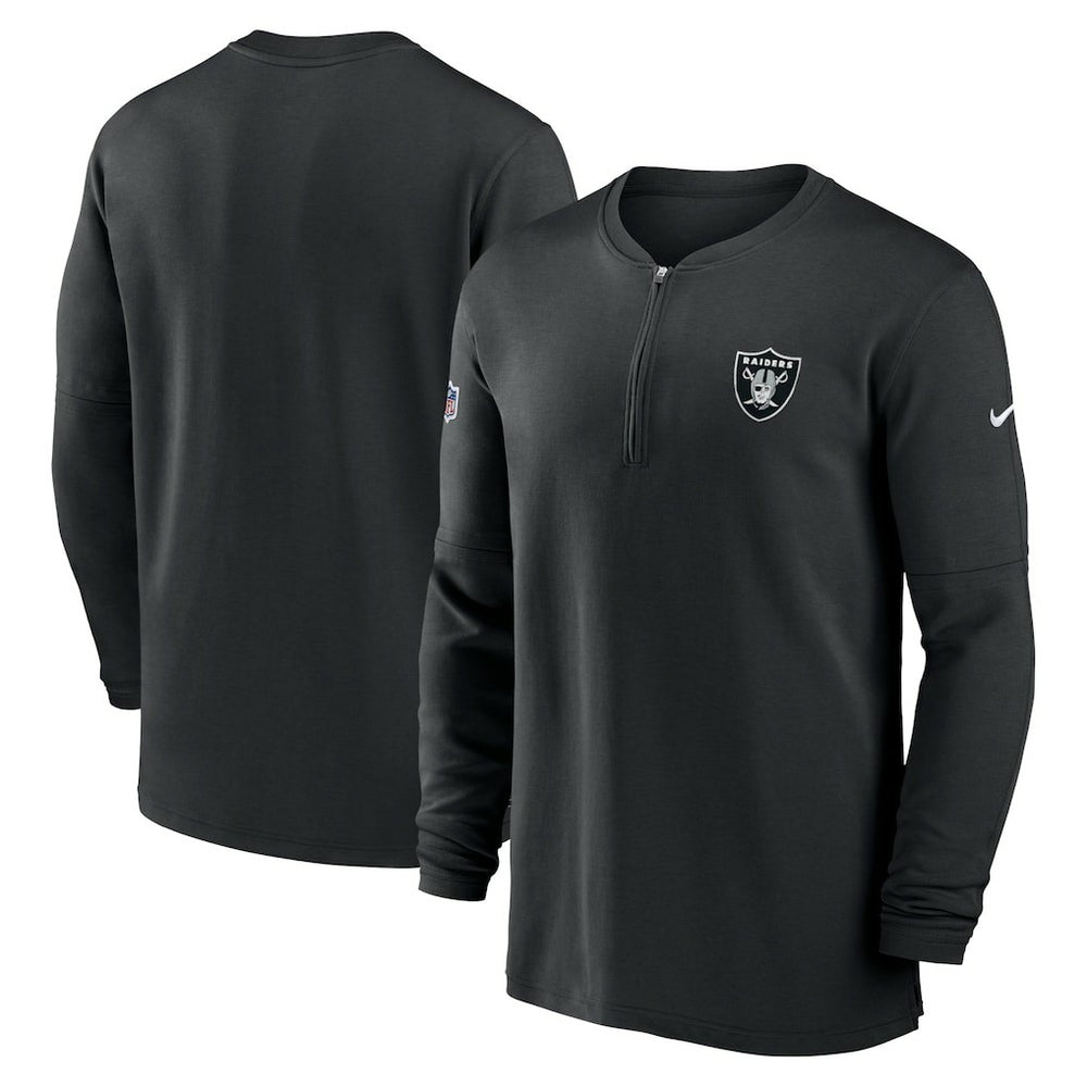 Las Vegas Raiders Nike 2023 Sideline Performance Long Sleeve Tri-Blend Quarter-Zip Top