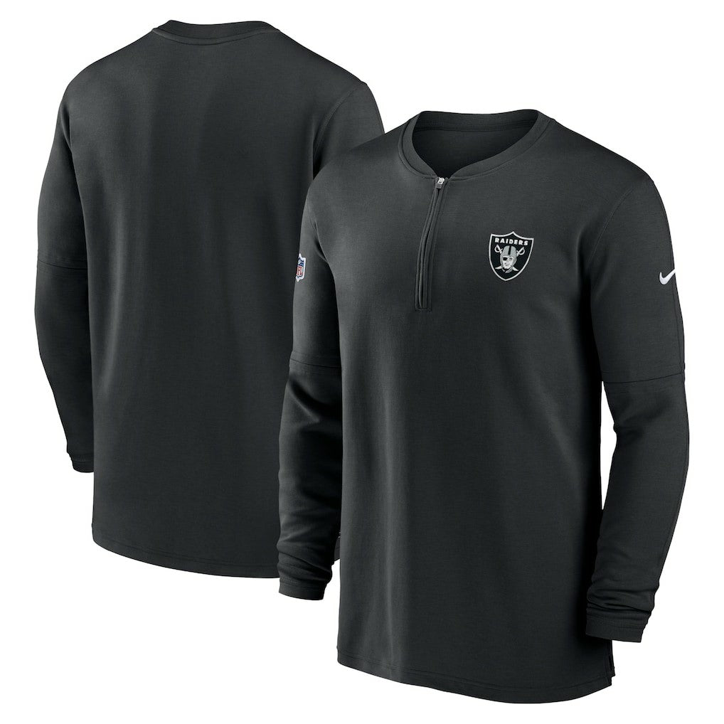 Las Vegas Raiders Nike 2023 Sideline Performance Long Sleeve Tri-Blend Quarter-Zip Top
