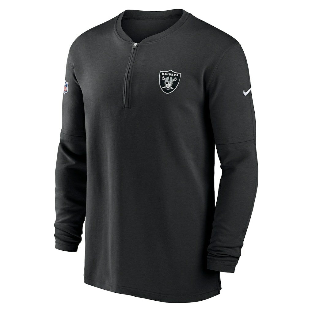 Las Vegas Raiders Nike 2023 Sideline Performance Long Sleeve Tri-Blend Quarter-Zip Top