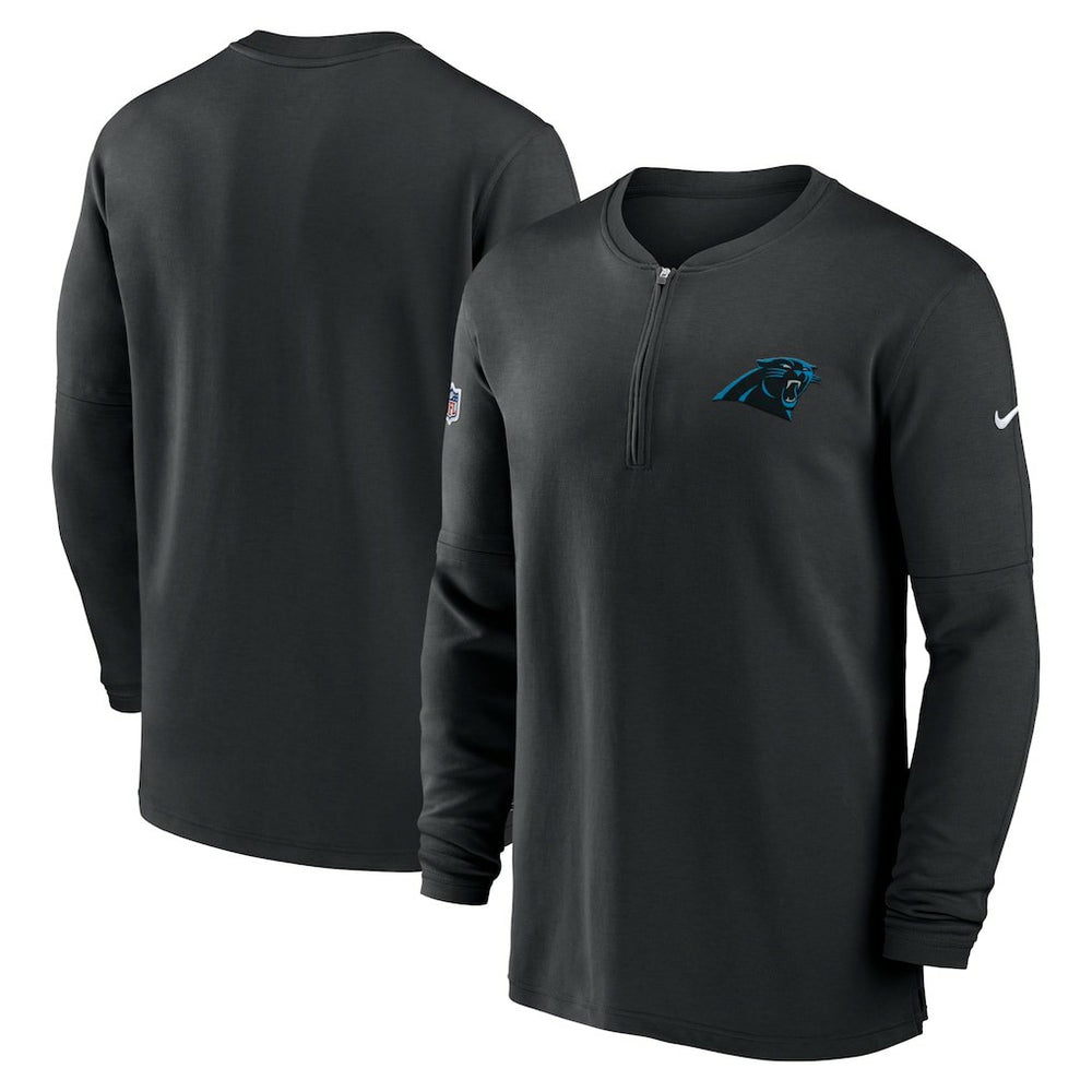Carolina Panthers Nike 2023 Sideline Performance Long Sleeve Tri-Blend Quarter-Zip Top