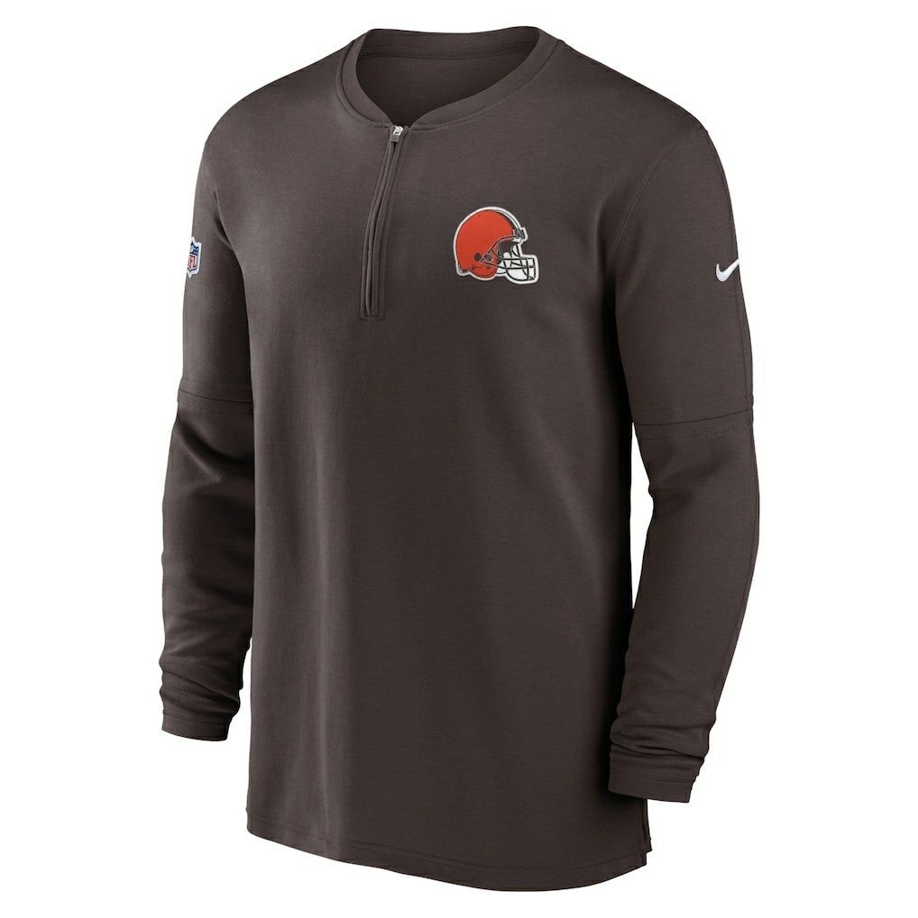 Cleveland Browns Nike 2023 Sideline Performance Long Sleeve Tri-Blend Quarter-Zip Top