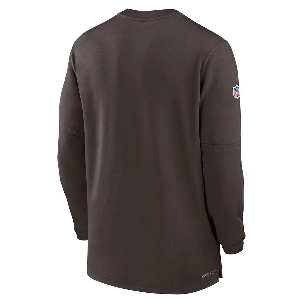 Cleveland Browns Nike 2023 Sideline Performance Long Sleeve Tri-Blend Quarter-Zip Top