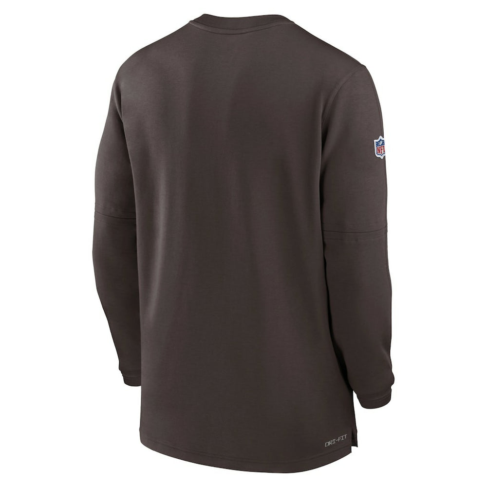 Cleveland Browns Nike 2023 Sideline Performance Long Sleeve Tri-Blend Quarter-Zip Top