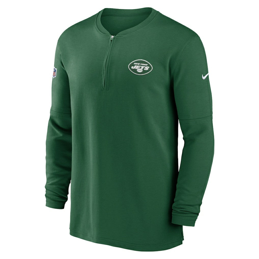 New York Jets Nike 2023 Sideline Performance Long Sleeve Tri-Blend Quarter-Zip Top