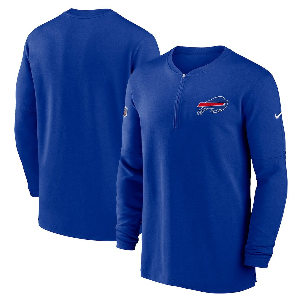 Buffalo Bills Nike 2023 Sideline Performance Long Sleeve Tri-Blend Quarter-Zip Top