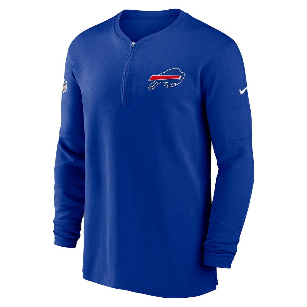 Buffalo Bills Nike 2023 Sideline Performance Long Sleeve Tri-Blend Quarter-Zip Top