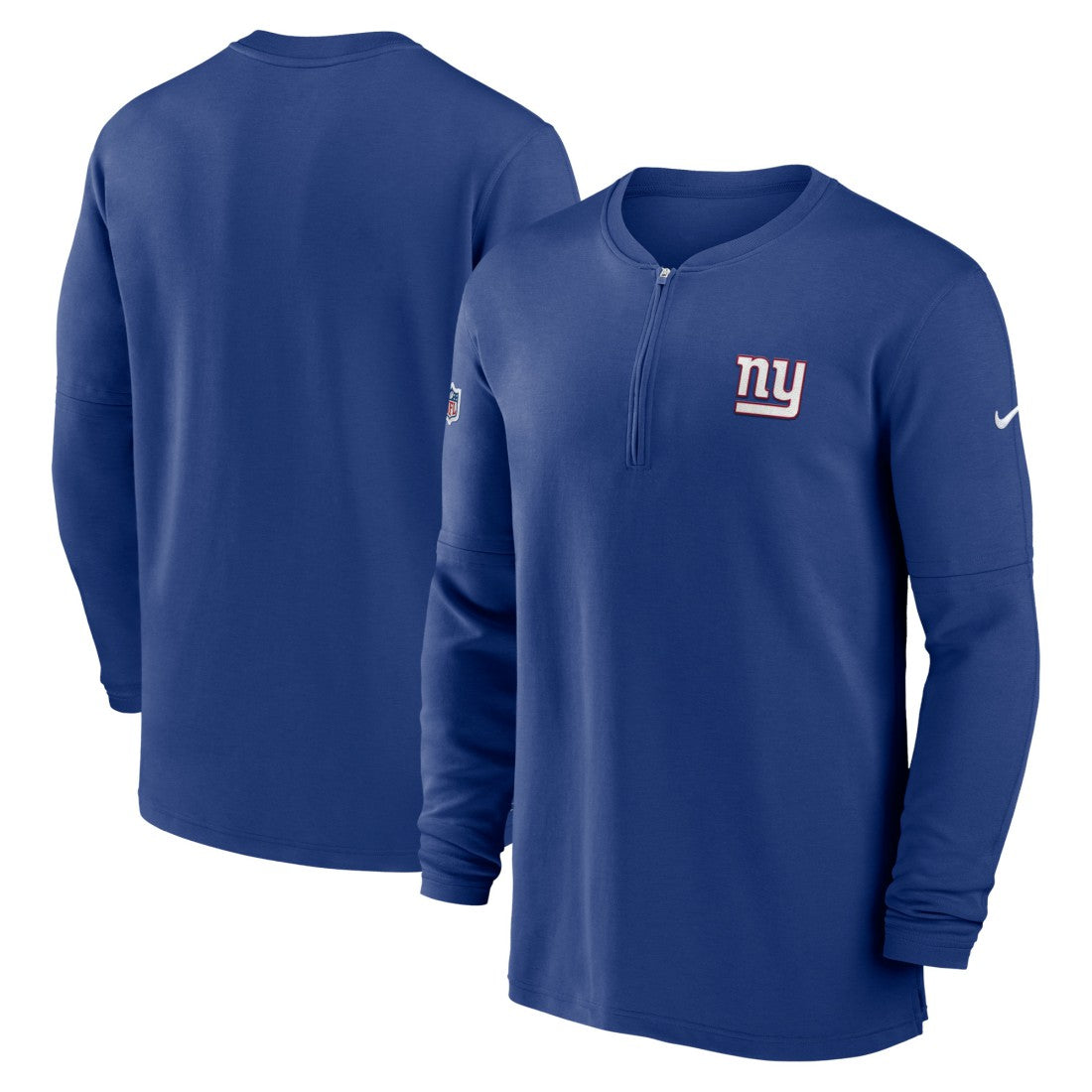 New York Giants Nike 2023 Sideline Performance Long Sleeve Tri-Blend Quarter-Zip Top