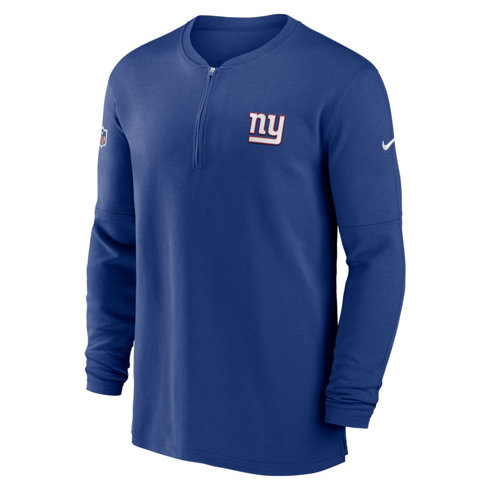 New York Giants Nike 2023 Sideline Performance Long Sleeve Tri-Blend Quarter-Zip Top
