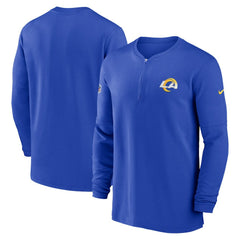 Los Angeles Rams Nike 2023 Sideline Performance Long Sleeve Tri-Blend Quarter-Zip Top