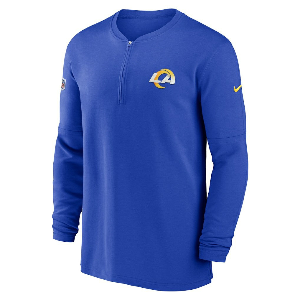 Los Angeles Rams Nike 2023 Sideline Performance Long Sleeve Tri-Blend Quarter-Zip Top