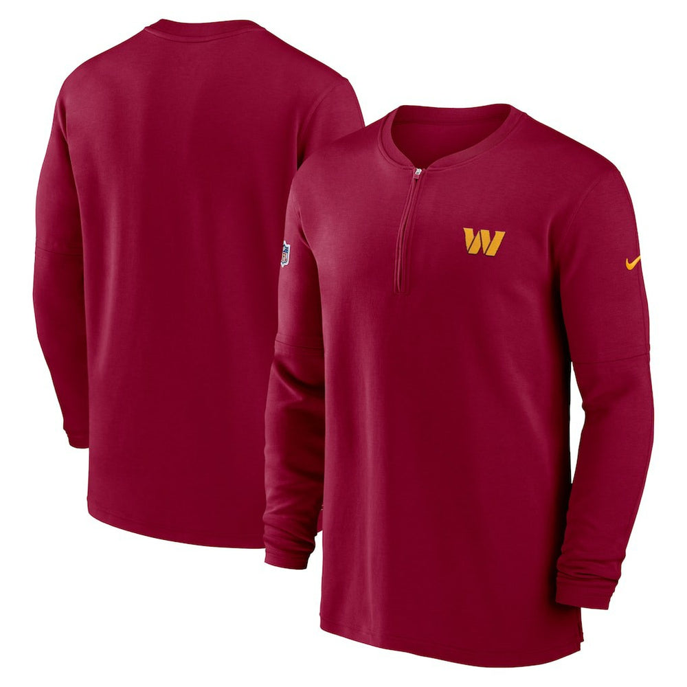 Washington Commanders Nike 2023 Sideline Performance Long Sleeve Tri-Blend Quarter-Zip Top