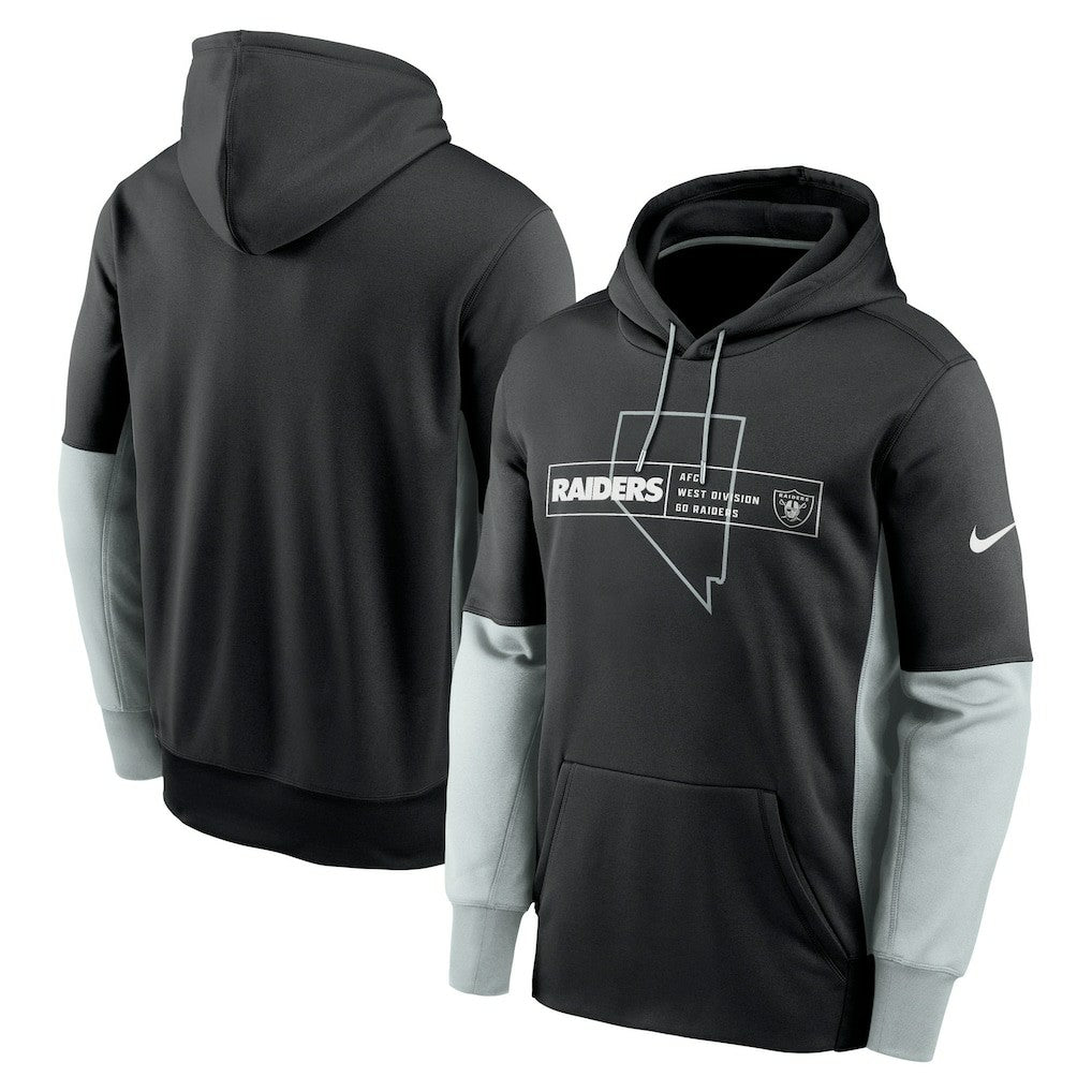 Las Vegas Raiders Nike Color Block Fleece Performance Pullover Hoodie