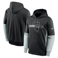 Las Vegas Raiders Nike Color Block Fleece Performance Pullover Hoodie