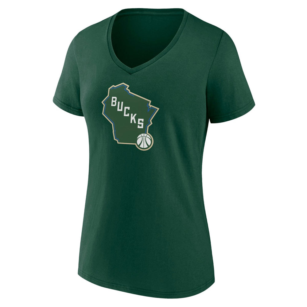 Milwaukee Bucks Women's Alternate Logo V-Neck T-Shirt Outlet