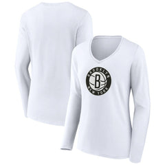 Brooklyn Nets Women's Alternate Logo V-Neck Long Sleeve T-Shirt Online