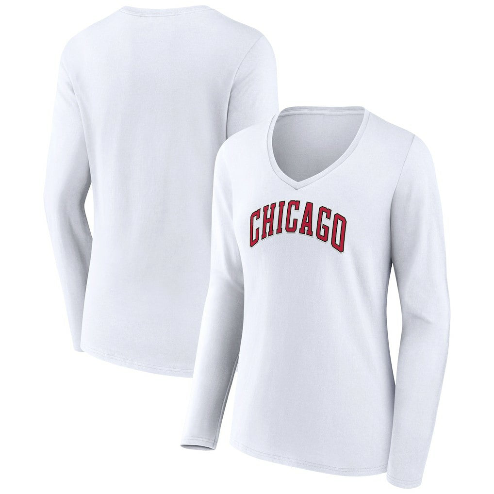 Chicago Bulls Women's Alternate Logo V-Neck Long Sleeve T-Shirt sale Online