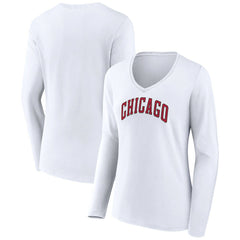 Chicago Bulls Women's Alternate Logo V-Neck Long Sleeve T-Shirt sale Online