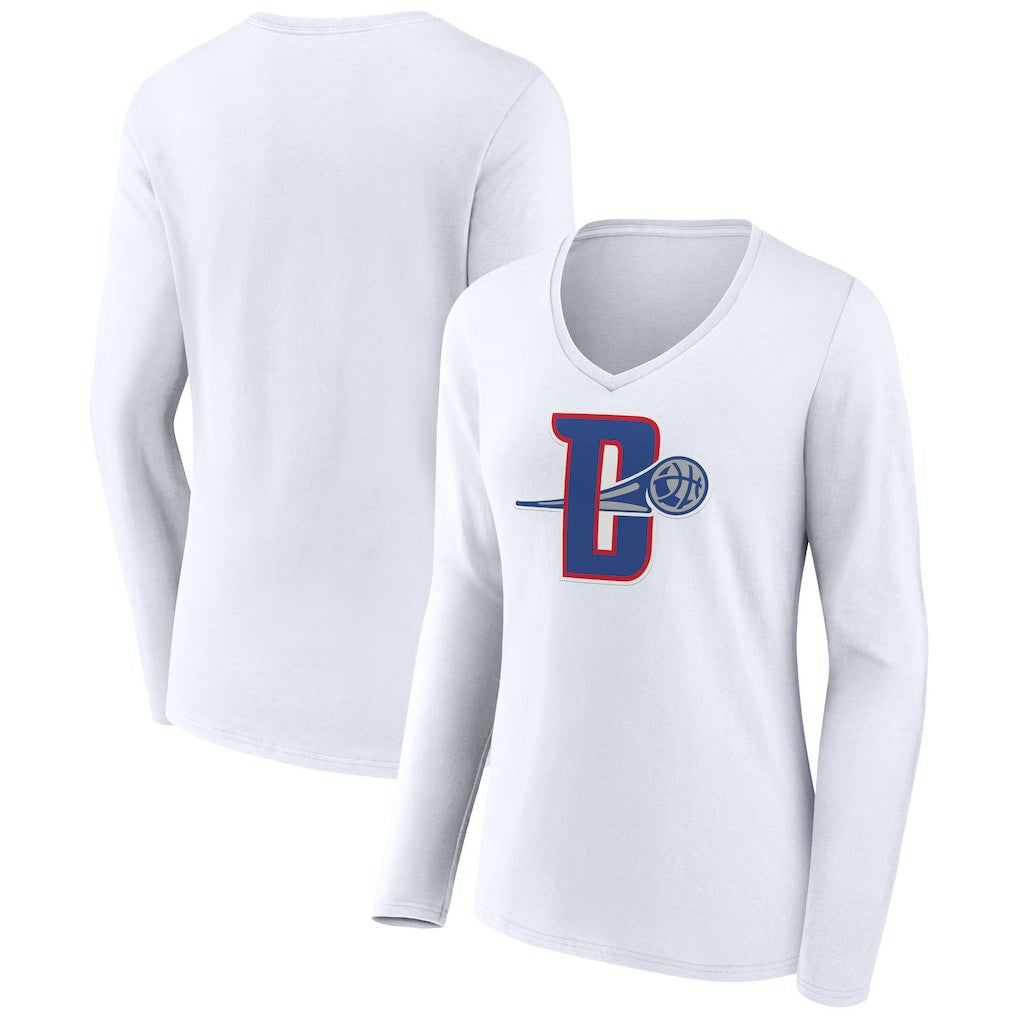 Detroit Pistons Women's Alternate Logo V-Neck Long Sleeve T-Shirt sale Outlet