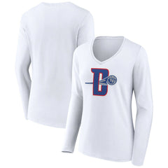 Detroit Pistons Women's Alternate Logo V-Neck Long Sleeve T-Shirt sale Outlet