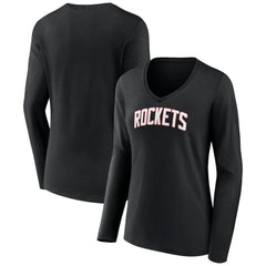 Houston Rockets Women's Alternate Logo V-Neck Long Sleeve T-Shirt For Sale