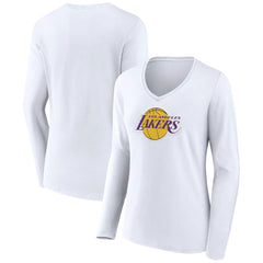 Los Angeles Lakers Women's Alternate Logo V-Neck Long Sleeve T-Shirt On Sale