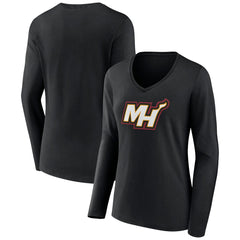 Miami Heat Women's Alternate Logo V-Neck Long Sleeve T-Shirt Discount