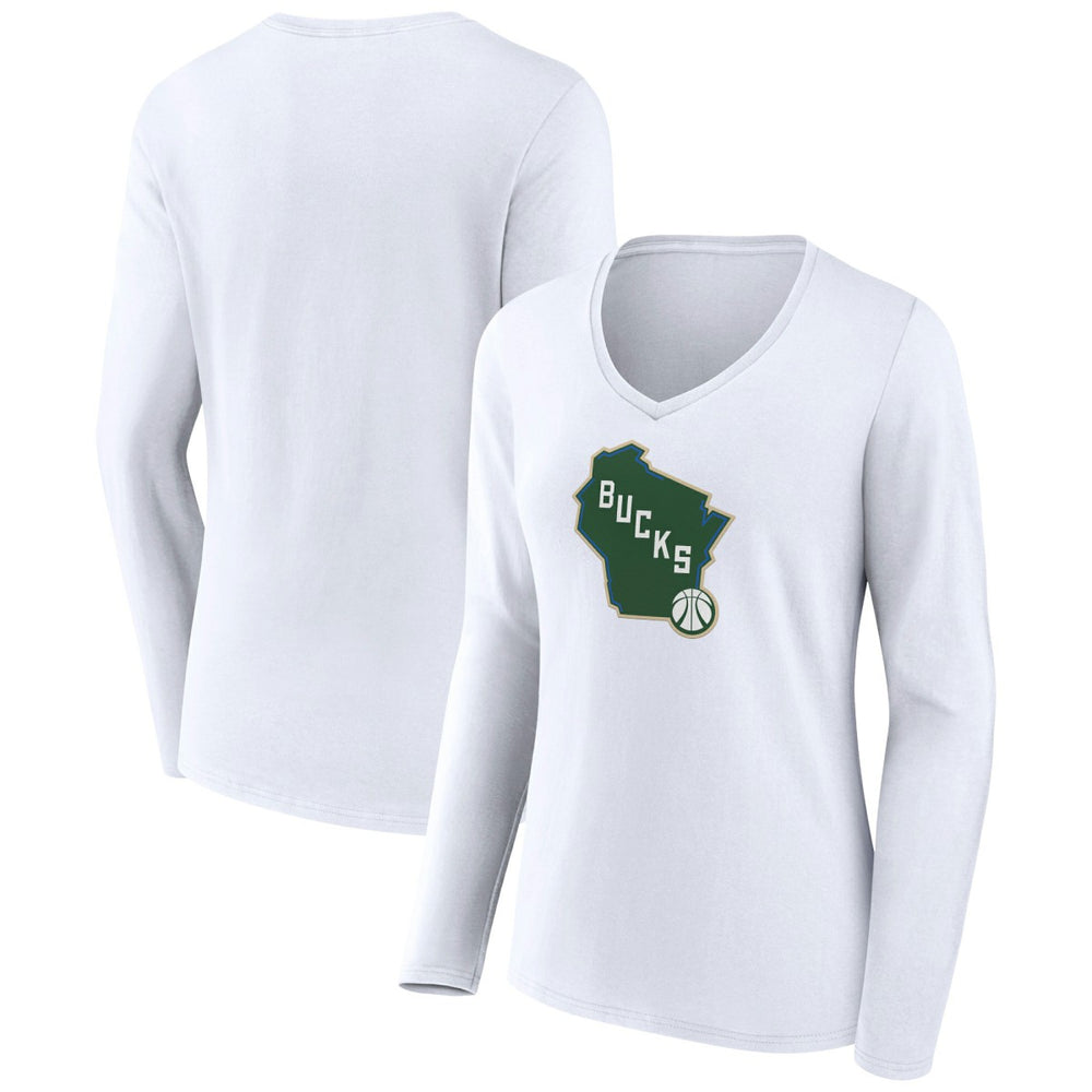 Milwaukee Bucks Women's Alternate Logo V-Neck Long Sleeve T-Shirt Online