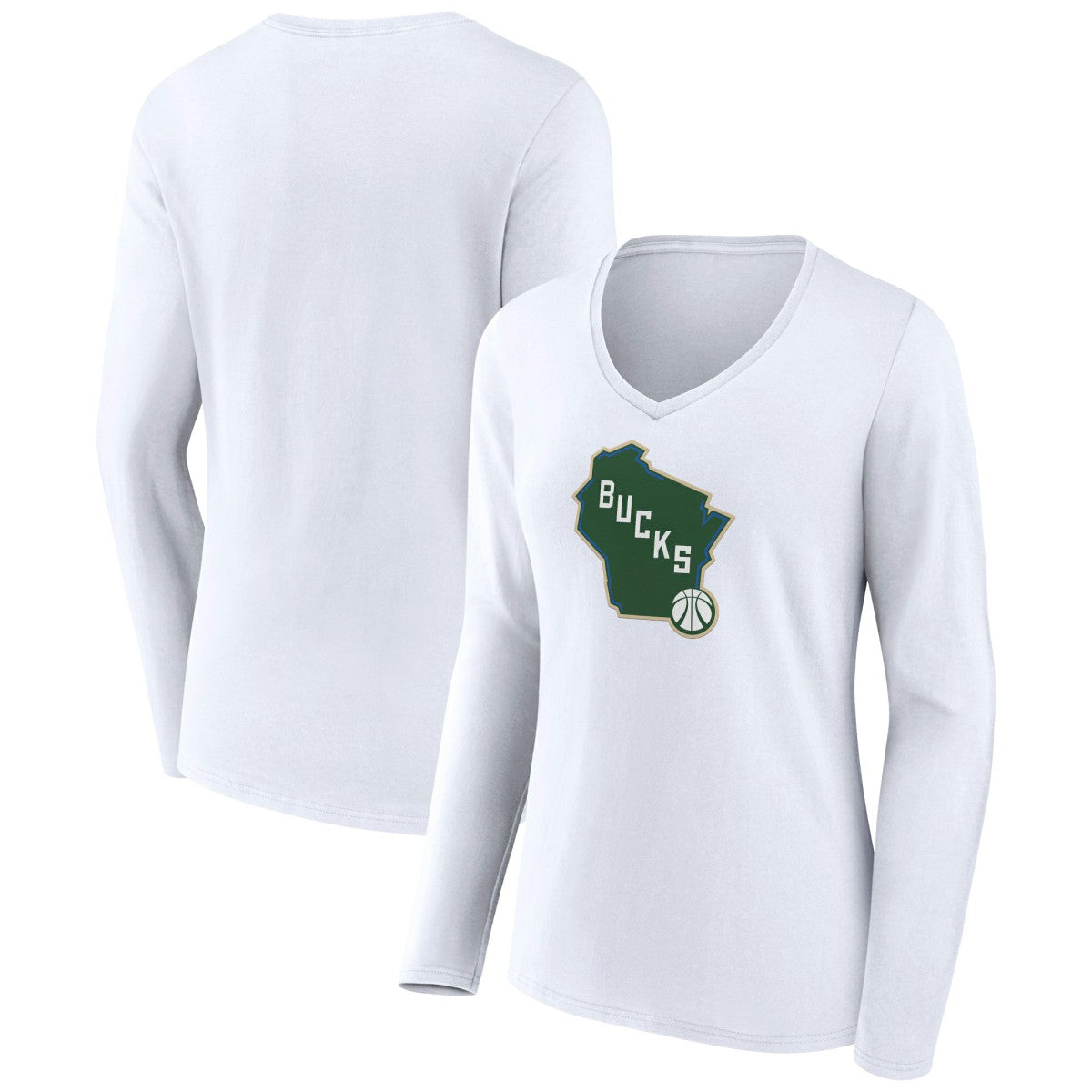 Milwaukee Bucks Women's Alternate Logo V-Neck Long Sleeve T-Shirt Online