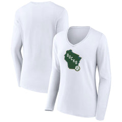 Milwaukee Bucks Women's Alternate Logo V-Neck Long Sleeve T-Shirt Online