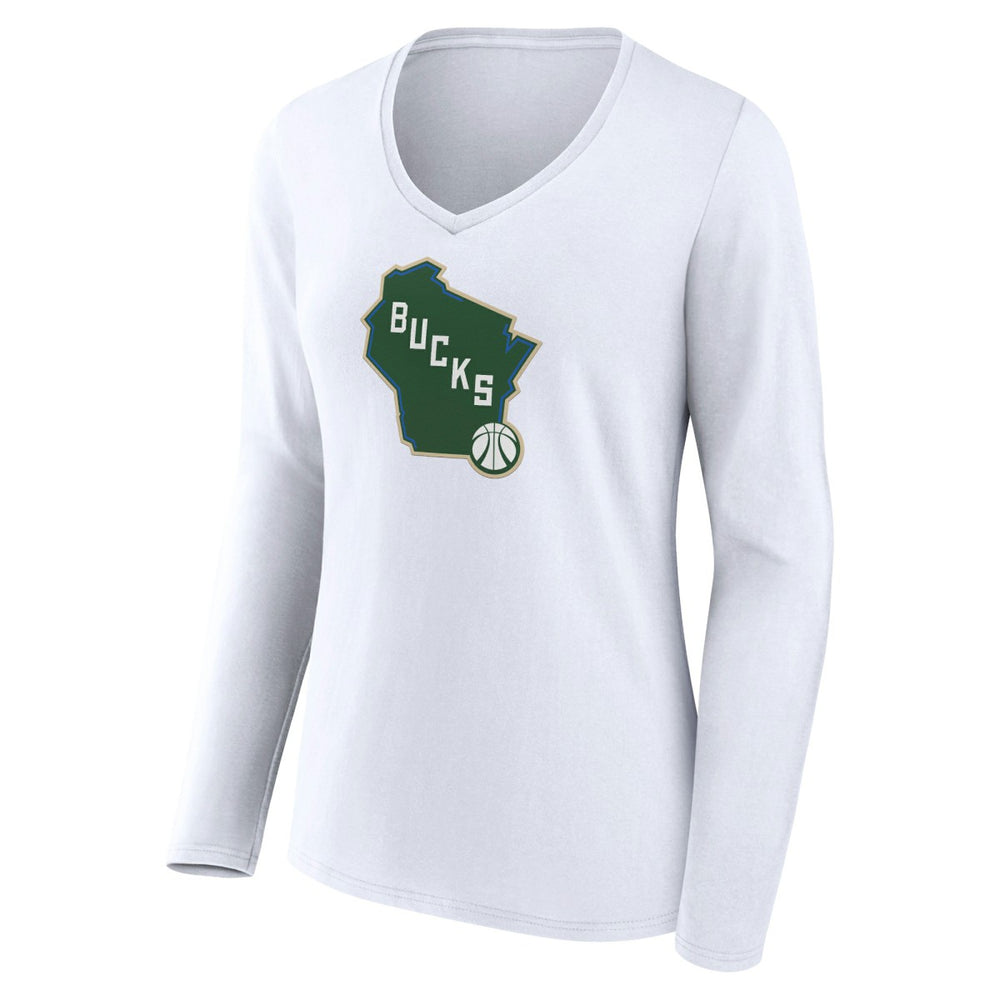 Milwaukee Bucks Women's Alternate Logo V-Neck Long Sleeve T-Shirt Online