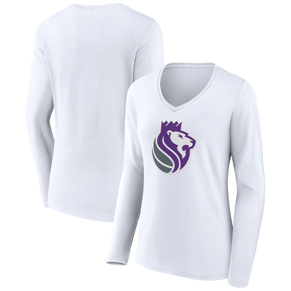 Sacramento Kings Women's Alternate Logo V-Neck Long Sleeve T-Shirt New