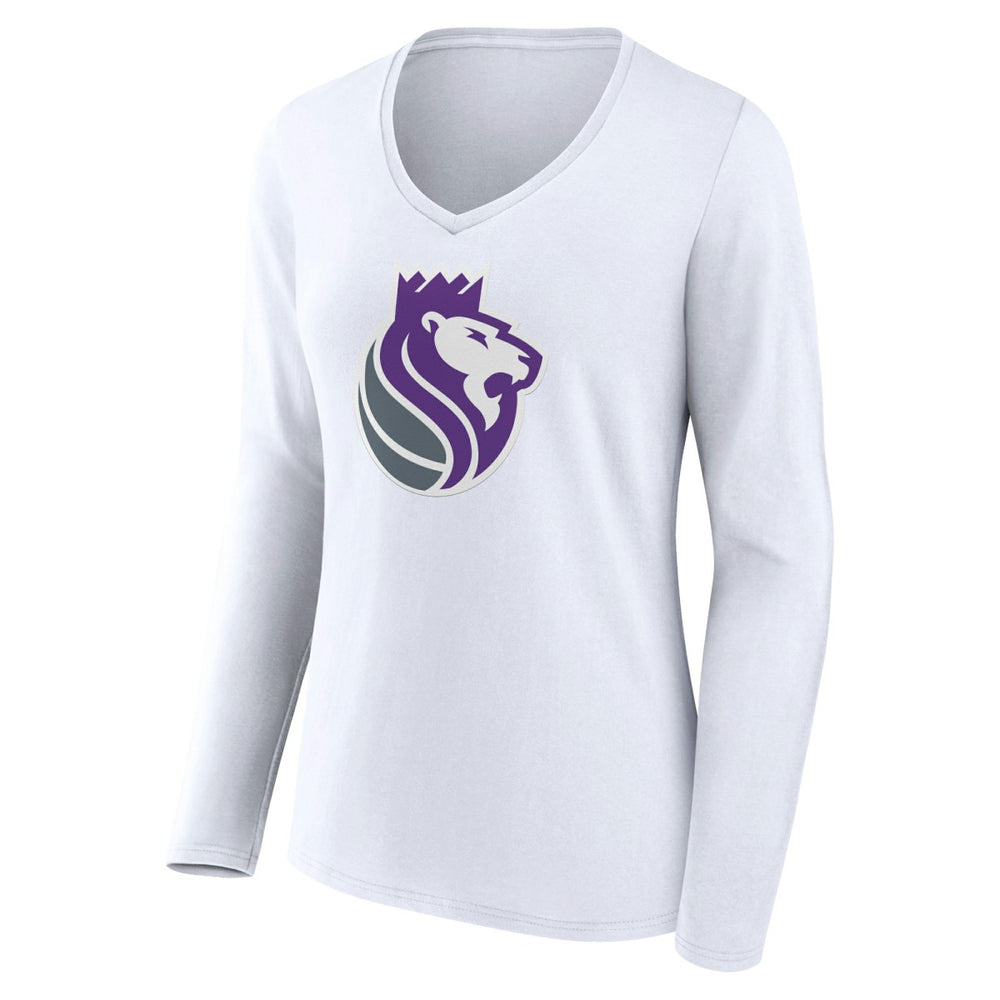 Sacramento Kings Women's Alternate Logo V-Neck Long Sleeve T-Shirt New