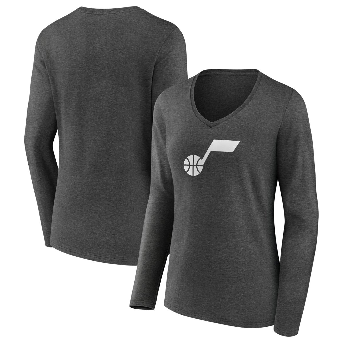 Utah Jazz Women's Alternate Logo V-Neck Long Sleeve T-Shirt New