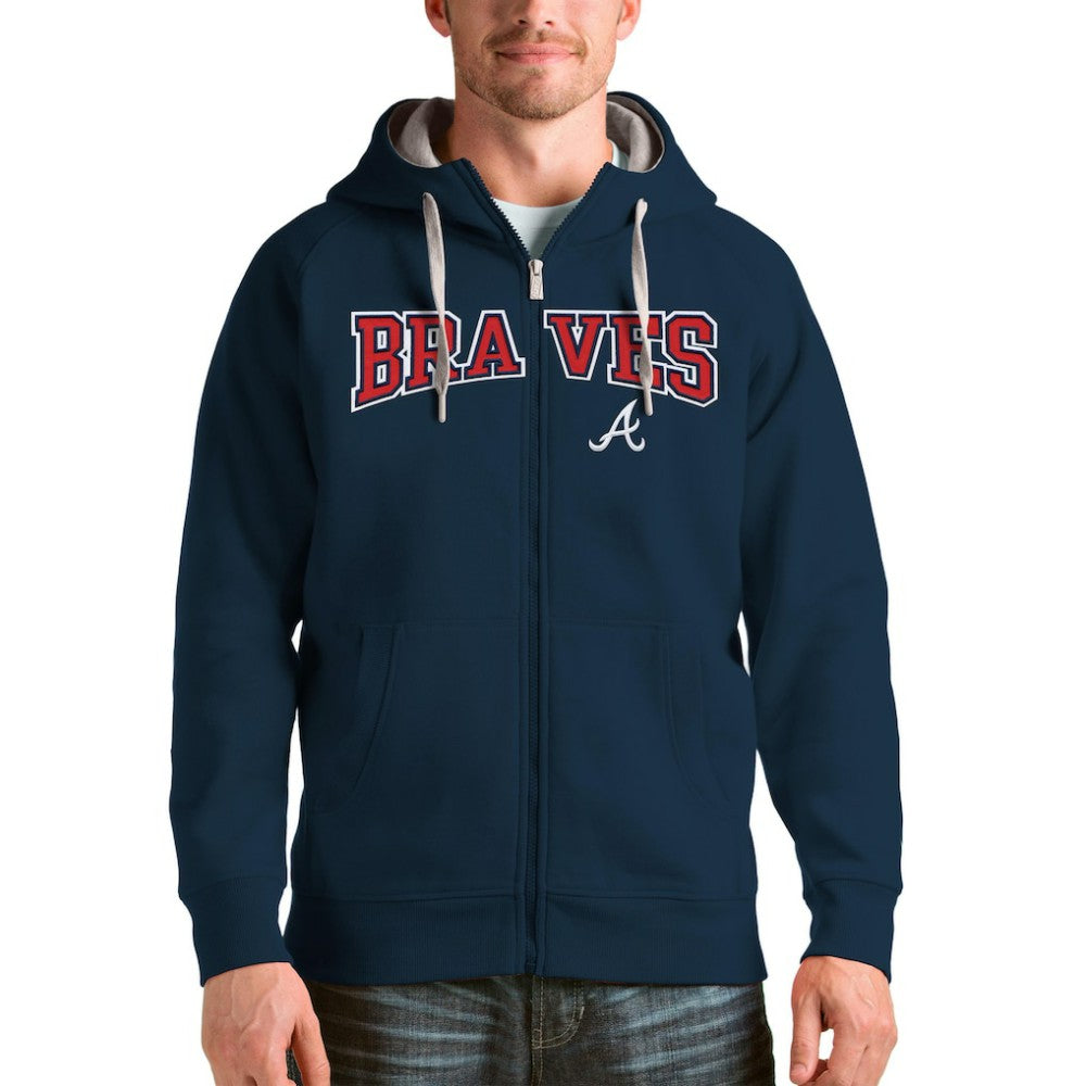 Atlanta Braves Antigua Team Logo Victory Full-Zip Hoodie | MLB Discount