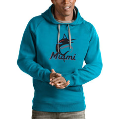 Miami Marlins Antigua Victory Pullover Team Logo Hoodie | MLB Shop