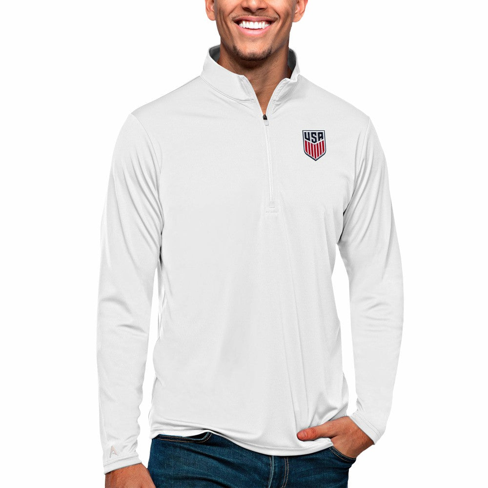 USMNT Antigua Tribute Quarter-Zip Pullover Top White