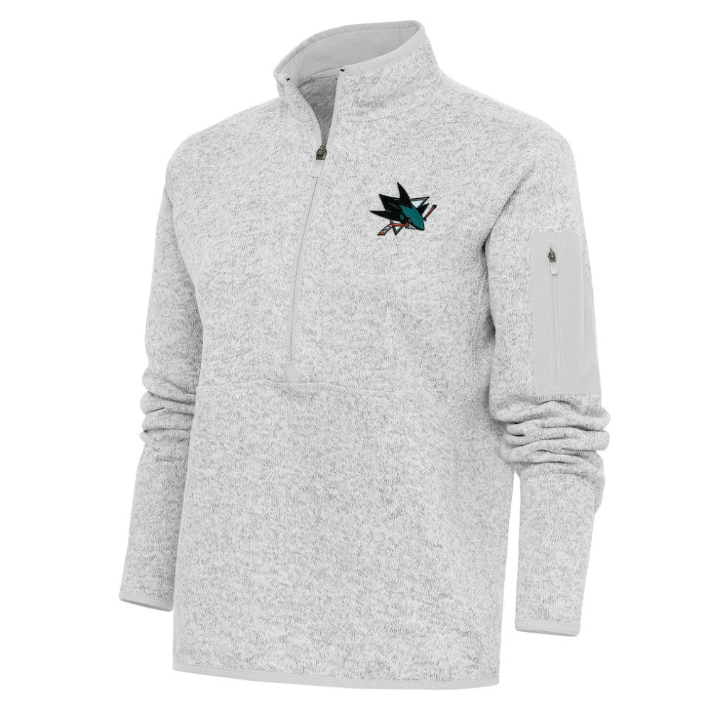 San Jose Sharks Antigua Women's Team Logo Fortune Quarter-Zip Jacket For Sale