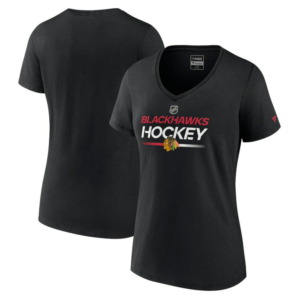 Chicago Blackhawks Fanatics Women's Authentic Pro V-Neck T-Shirt Outlet