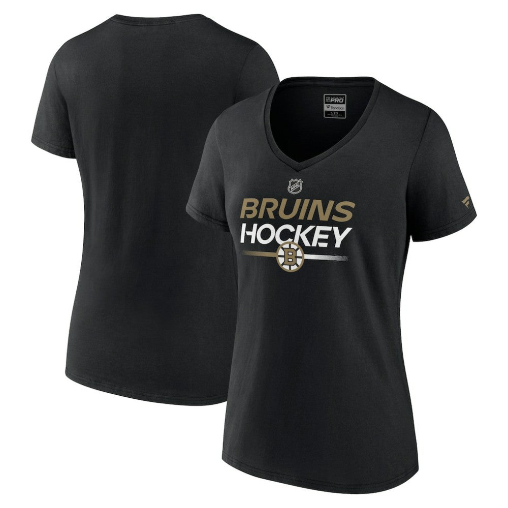 Boston Bruins Fanatics Women's Authentic Pro V-Neck T-Shirt Sale