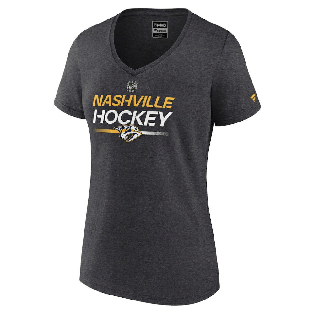 Nashville Predators Fanatics Women's Authentic Pro Primary V-Neck T-Shirt Sale
