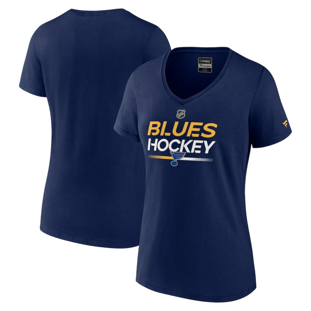 St. Louis Blues Fanatics Women's Authentic Pro V-Neck T-Shirt For Sale