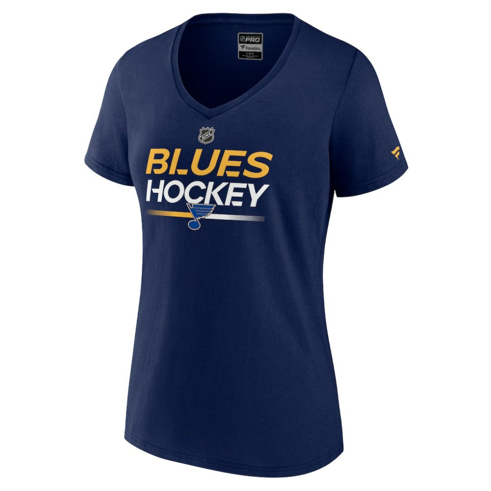 St. Louis Blues Fanatics Women's Authentic Pro V-Neck T-Shirt For Sale