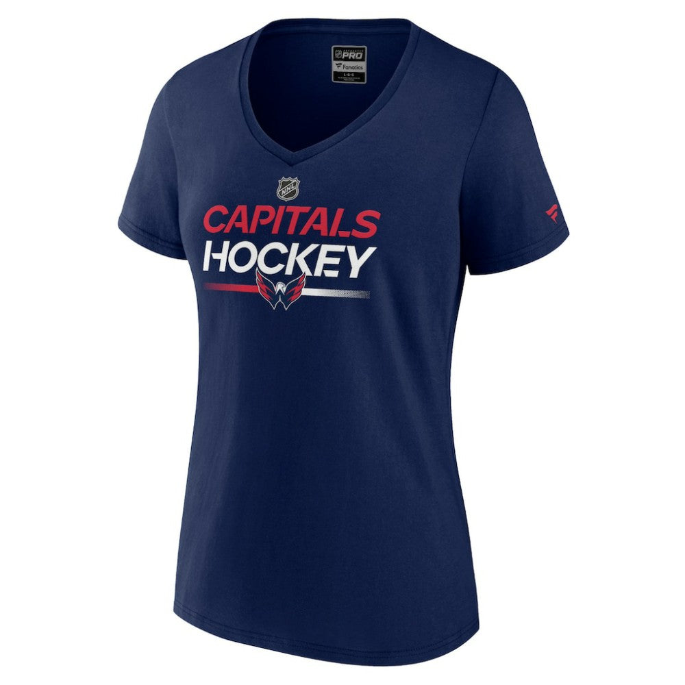 Washington Capitals Fanatics Women's Authentic Pro V-Neck T-Shirt On Sale