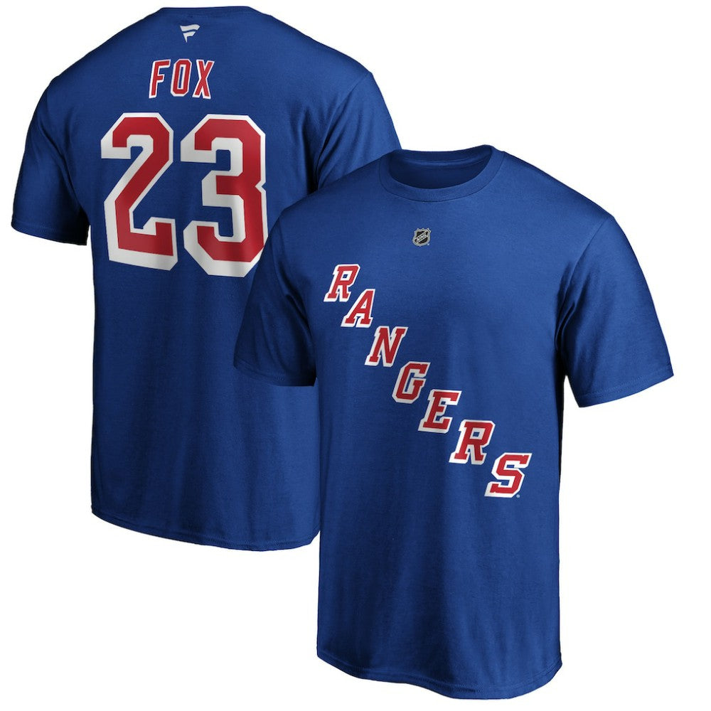 Adam Fox New York Rangers Fanatics Authentic Stack Name & Number T-Shirt For Sale