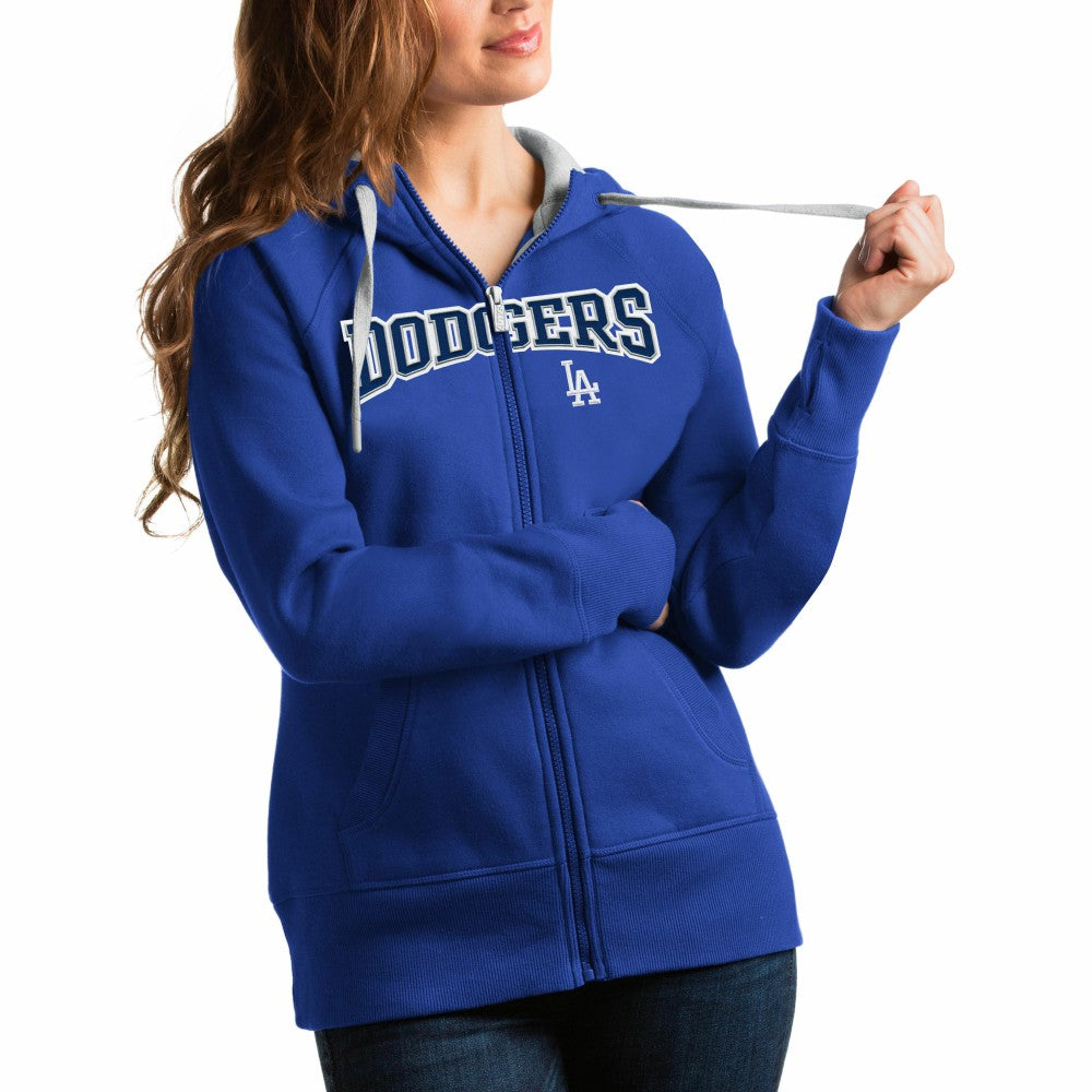 Los Angeles Dodgers Antigua Women's Team Logo Victory Full-Zip Hoodie | MLB Discount
