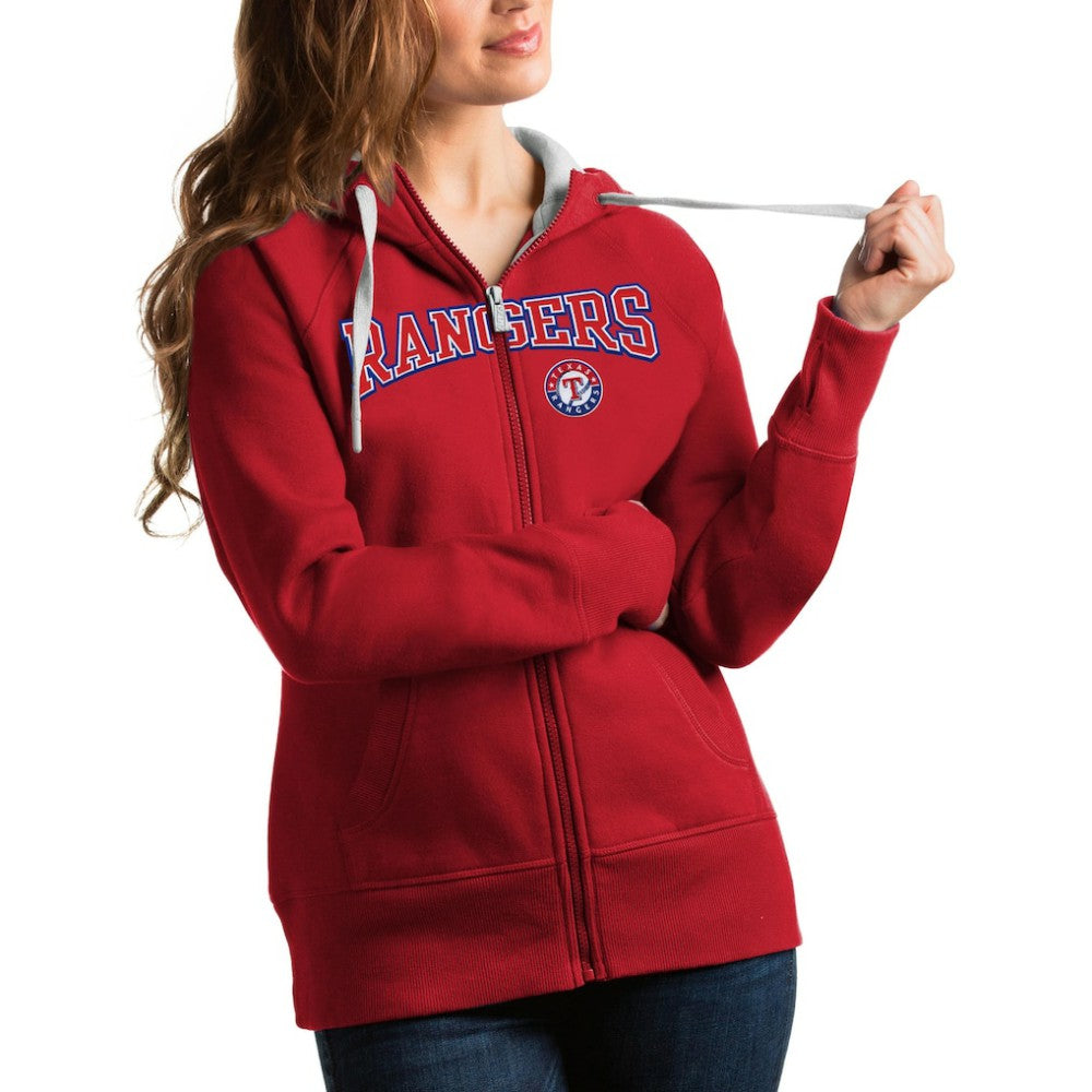 Texas Rangers Antigua Women's Team Logo Victory Full-Zip Hoodie | MLB New